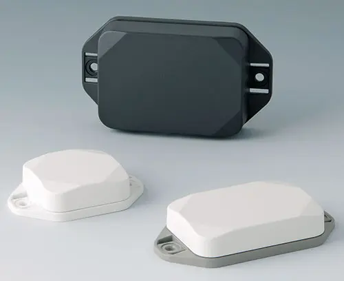 Enclosure with flanges available in one or two colours