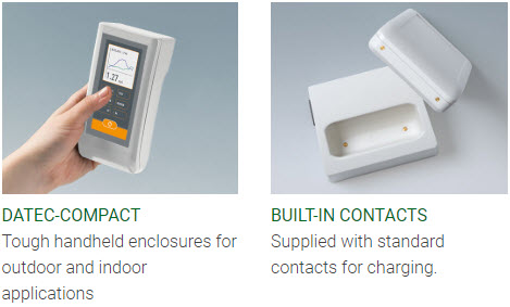 Handheld enclosures with contacts