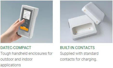 Handheld enclosures with contacts