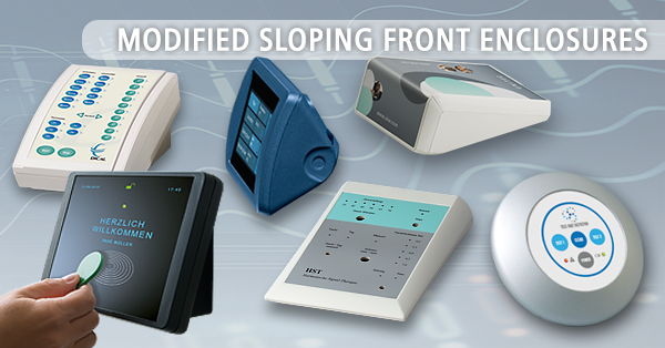Customised sloping-front enclosures for terminals